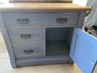 Antique wood dresser-distressed blue