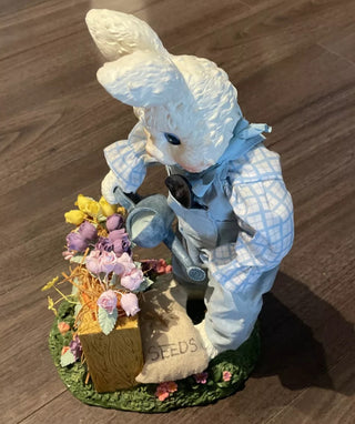 #62 VV Vintage Fabric Mache Spring Garden Easter Bunny MTS|55235