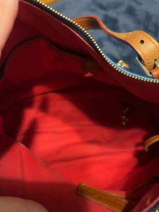 Vintage Dooney & Bourke sky blue patent leather satchel