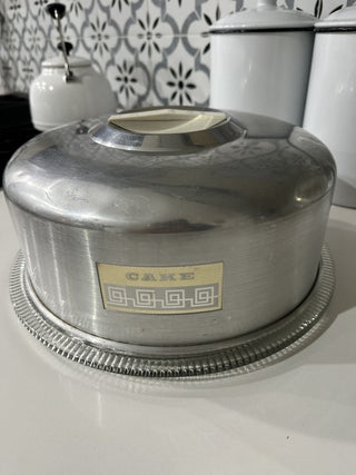 Vintage Kromex Cake Cover & Glass Plate MTS