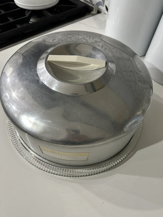 Vintage Kromex Cake Cover & Glass Plate MTS