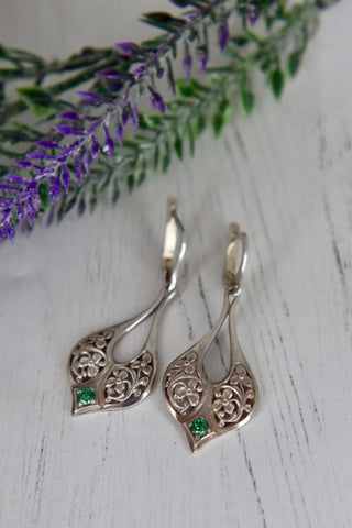 925 Vtg Ornate Dangle Earrings MTS