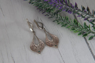 925 Vtg Ornate Dangle Earrings MTS