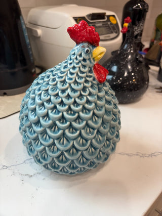 Rooster, fat, round, teal colored 9" RCD|120805