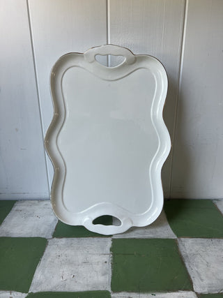 White porcelain footed tray F&M