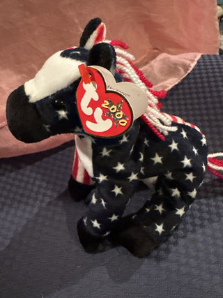Beanie Baby "Lefty 2000" patriotic donkey. #SM RCD|80782