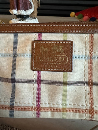 Coach Tattersall Wristlet, plaid design, metal "coach" tag 6"x4" RCD