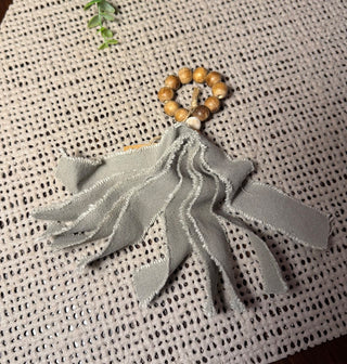 Mudpie Beaded Gray Fringe Napkin Ring RSV|127753