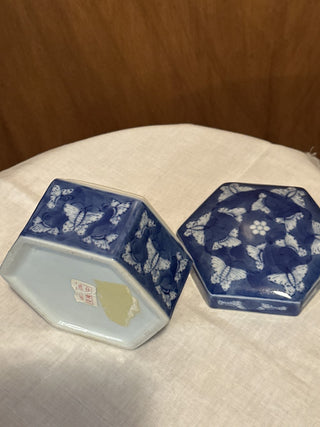 Blue Butterfly Covered trinket box. #SM  RCD|97688