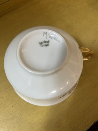 12F Signed Haviland China Teacup & Saucer - Stencil Rose Pattern MTS|70867