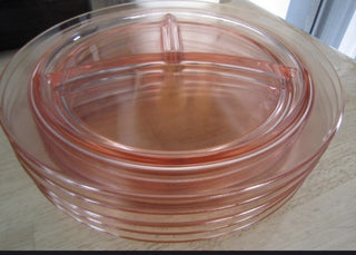 vintage pink depression divided grill plate rsv