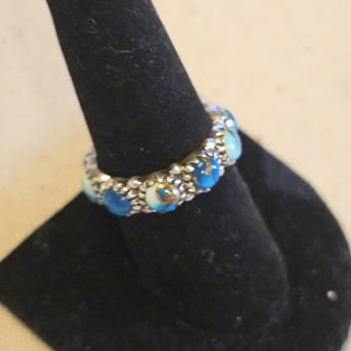Sterling blue dahlia infinity ring size 8
