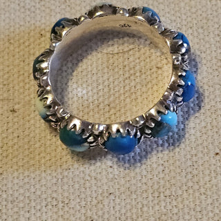 Sterling blue dahlia infinity ring size 8