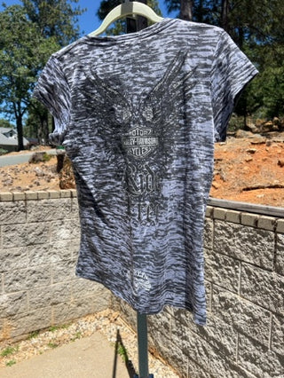 Size L Harley-Davidson women's black and gray v-neck graphic t-shirt