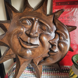 Wood Carved Sun & Moon - Wall Art (BRI) - MTS|108111