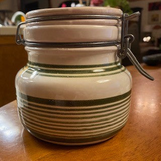 MCM Italian Green Striped Pottery Canister RSV
