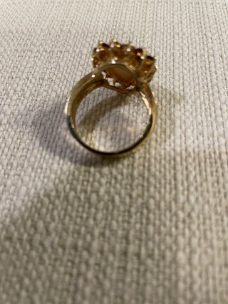 vintage rhodilite and garnet and l cluster 18k over ss. Size 10