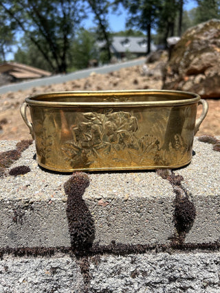 12F Vintage floral design brass planter RSV|78992