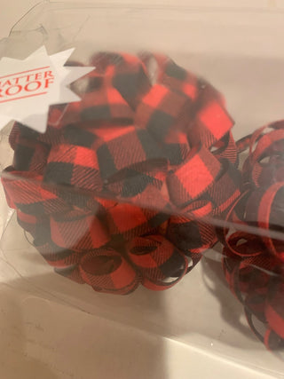 Red&Black Plaid ribbon ornaments pk/3 MTS|133960