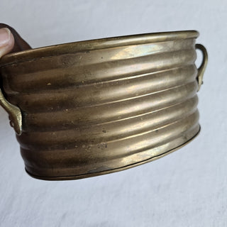 Vintage Oval Ribbed Brass planter w/ handles (BRI) - MTS|97972