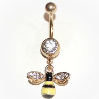 Golden crystal bee Belly Ring|53740