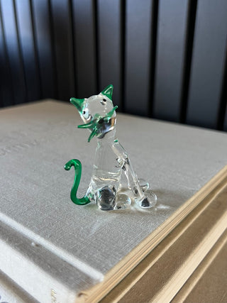 Vintage glass green cat RSV|117083