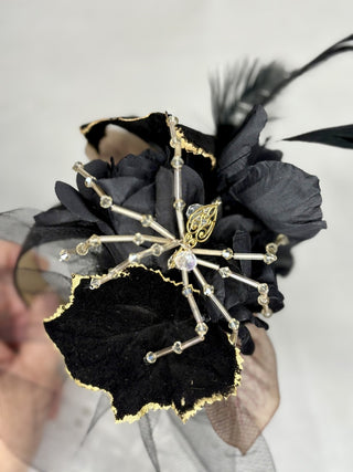 Hand Beaded Spider Fascinator w/ Dusty Pink RSV|107978