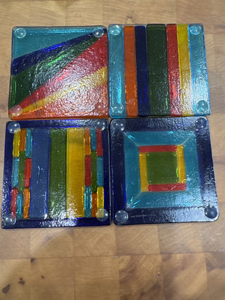 AJ - Rainbow Glass Coaster Set of 4 MTS|63518
