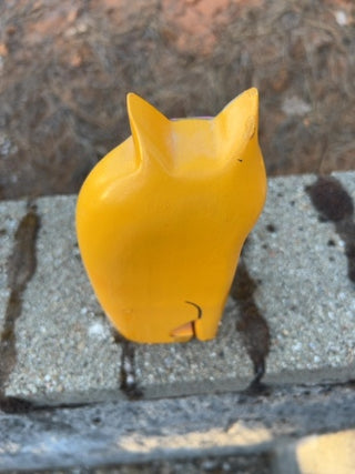 JP Indonesisn Carved Wooden Cat Vintage 1980's Hand Painted 8”