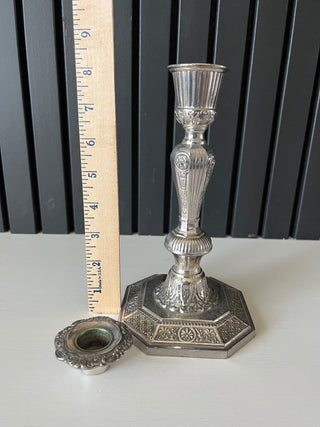 Vintage silver plate ornate candlestick RSV|105391