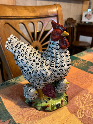 Vintage Ceramic Speckled Chicken w/Chicks RSV