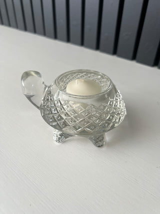 Vintage turtle glass candle holder rsv|93153