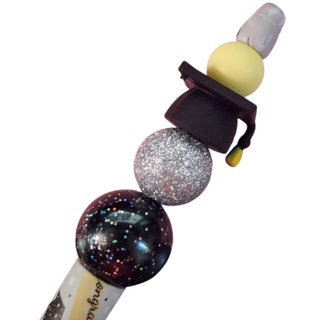 Beaded Refillable 3D Graduation Cap Silver RSV|77287