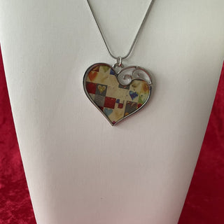 chain necklace, multi color enameled heart RSV