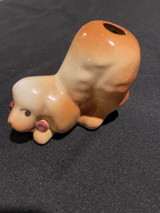 4"  Vtg Ceramic Spaniel Vase/ Pen Holder--SP RCD
