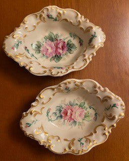 Pair 1920s Oval China Ring Dishes Pair-2
