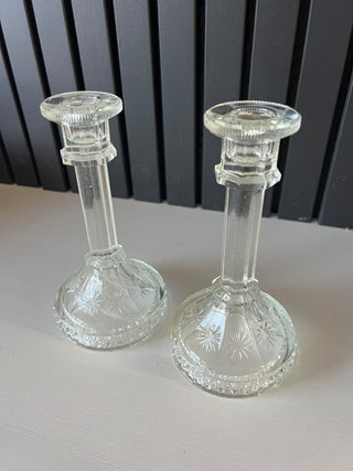 Vintage glass candle sticks set of 2 RSV