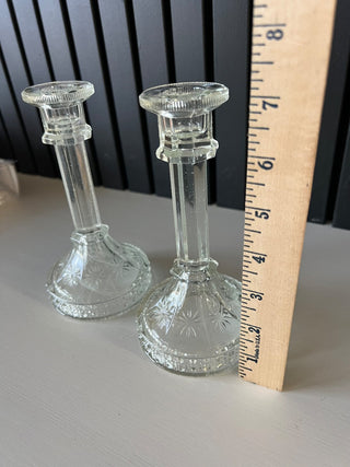 Vintage glass candle sticks set of 2 RSV