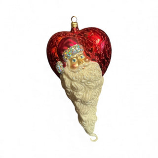 Vintage Christmas Glass Ornament Larry Fraga Made in Poland Santa with Red heart #62 VV MTS|139070