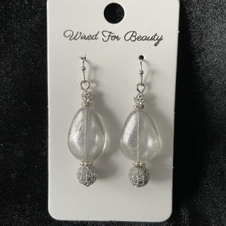 Earrings, silvery gray w/ rhinestone beads RSV