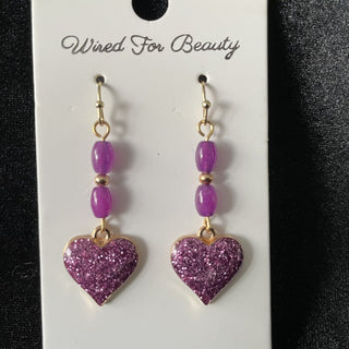 Sparkly Purple Heart Earrings RSV