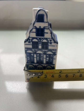 Dutch Delfts Blue Hand Painted Canal House Salt and Pepper Shakers Holland Vtg