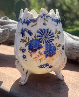1950's Gold and Blue Hand Pained Porcelain Egg Vase RCD|65031