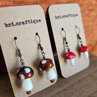 bri.craftique - Brown Glass  Mushroom Drop Earrings (BRI) - MTS|120171