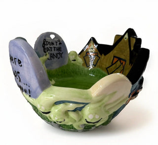 Vintage Dakin by Applause Halloween Haunted Ghost Ceramic Candy Dish Bowl #47 VV MTS