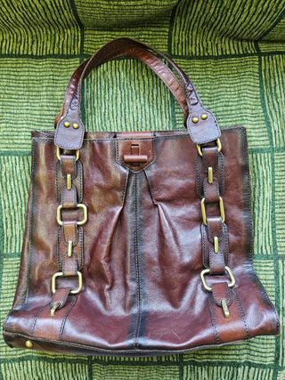 Kate Landry Brown Leather Tote Shoulder Bag|84579