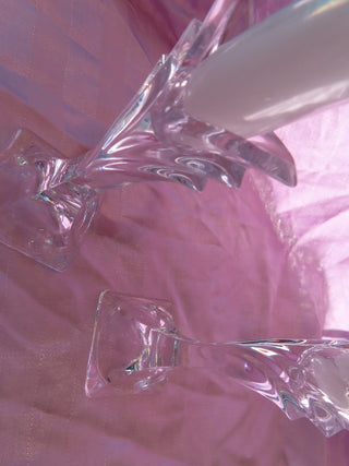 Pair (2) crystal candle holders w/candles MTS|83612