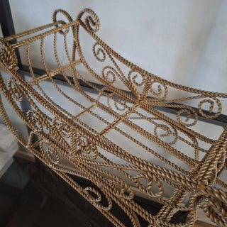 Vintage Gold Metal Sleigh Centerpiece Basket MTS|124057