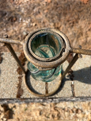 Metal and Glass Teardrop Vase 9”