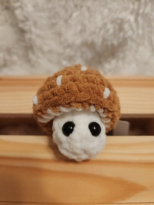 Mushroom Fidget Popper: Crocheted dark yellow, cream colored